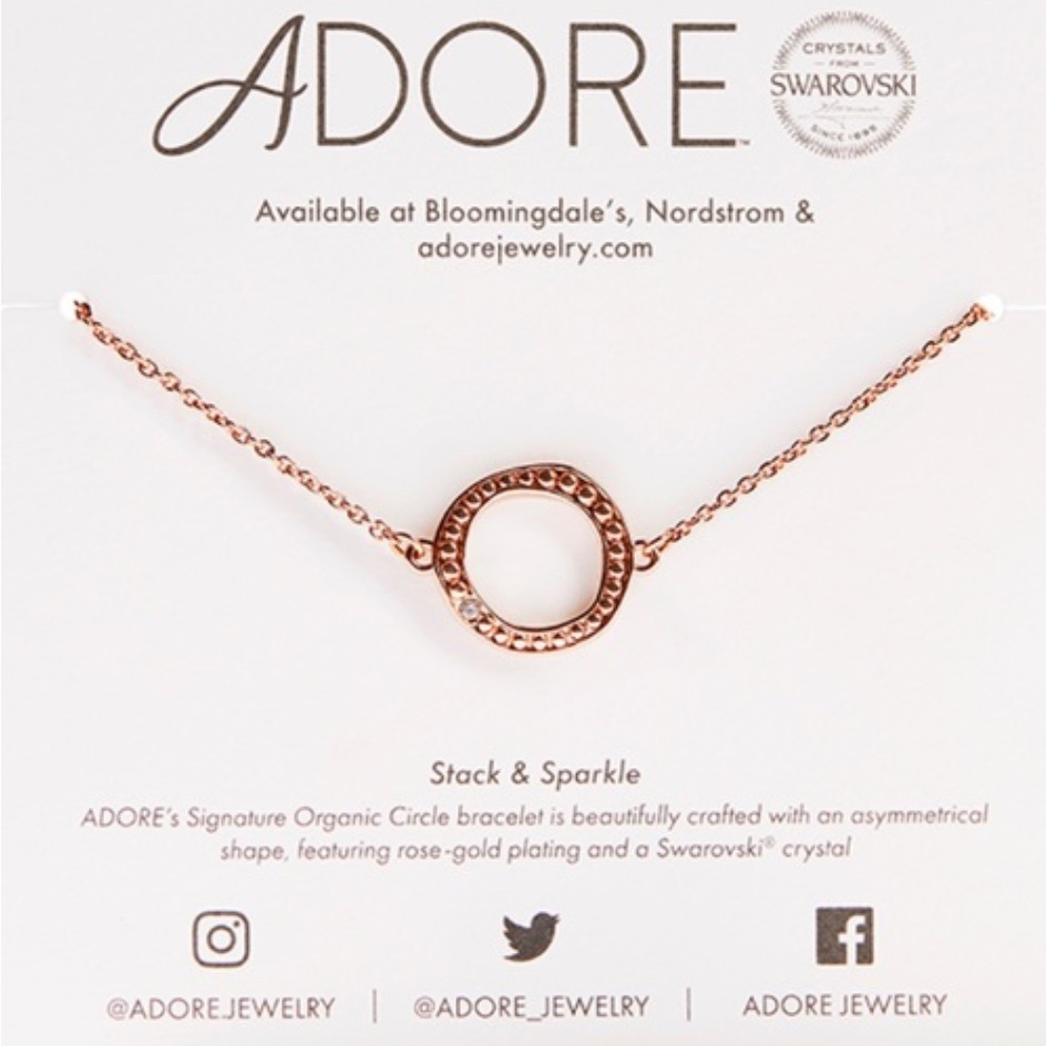 Adore Rose Gold Organic Circle Bracelet With Swarovski Crystal Adjustable Size 14$